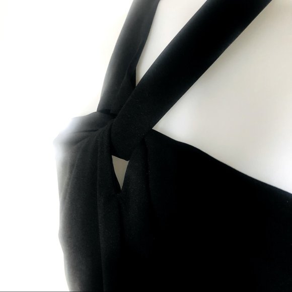 Suzanne Betro Division D Black Tie Collar Sleeveless Shift Midi Dress Size L - Picture 4 of 9
